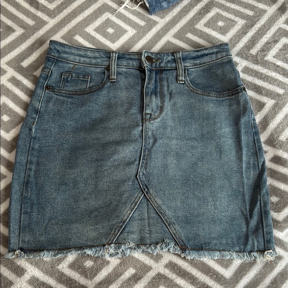 Mossimo Denim Mini Skirt with Frayed Hem